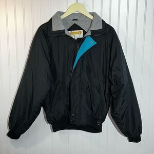 90’s Vintage Peter J Windbreaker Jacket  Women’s Large Black/Blue Lined Collared
